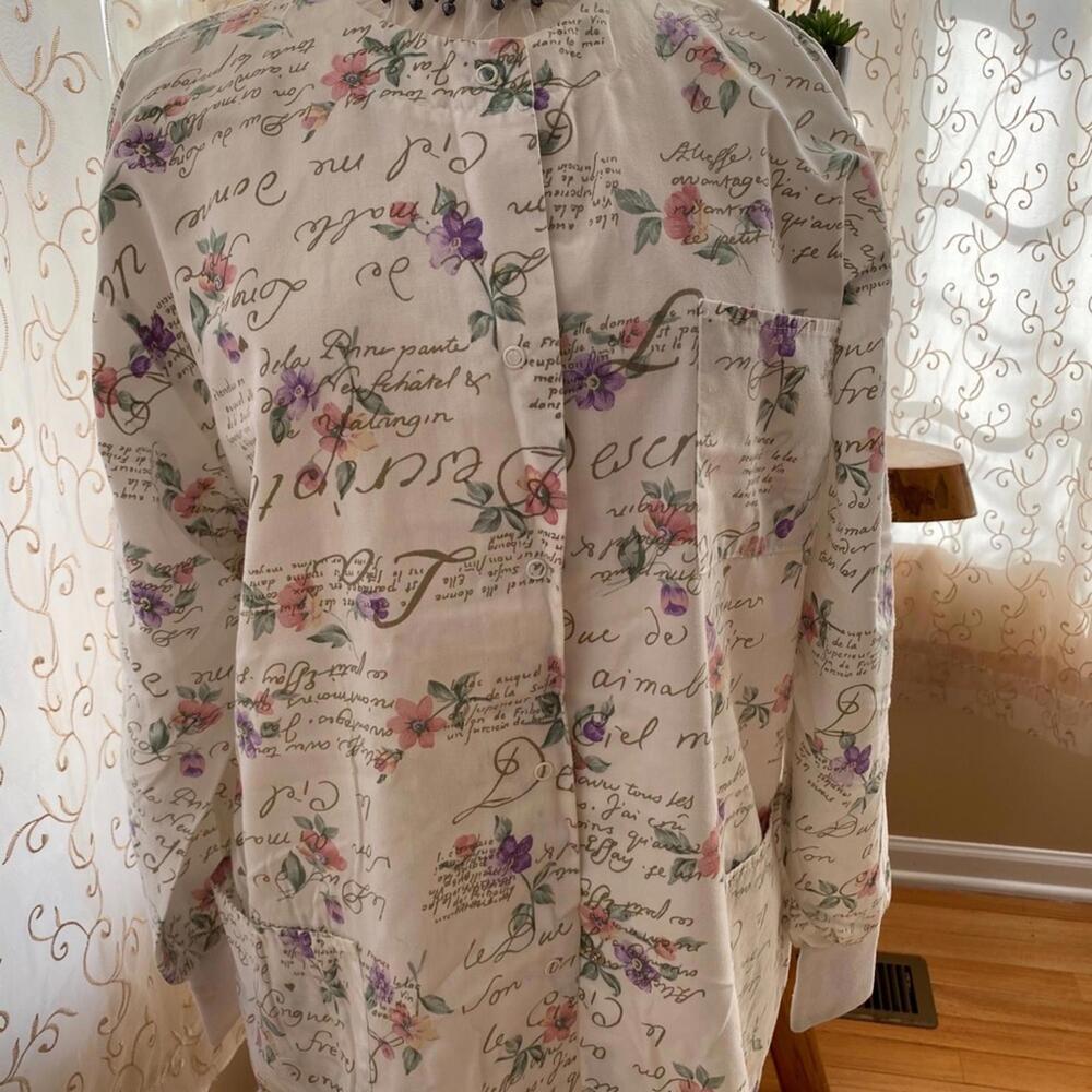 Barco Floral Print Scrub Jacket Size L